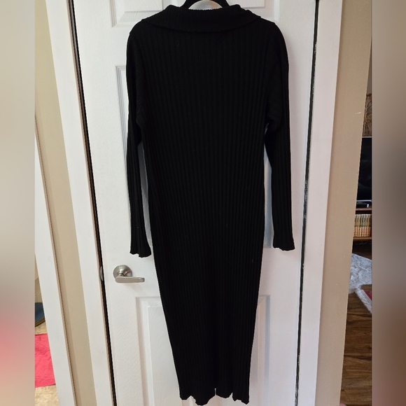 GOOD AMERICAN Wide Rib Button Down Midi Dress in Black GA6/US3X - Picture 5 of 5